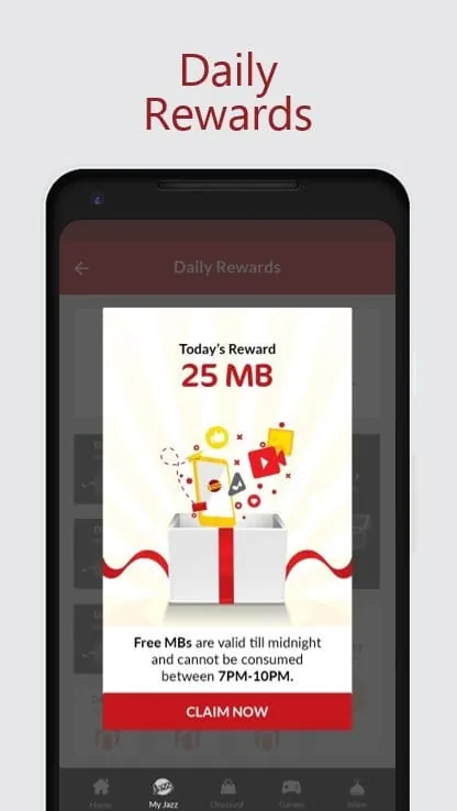 Jazz World daily rewards screen